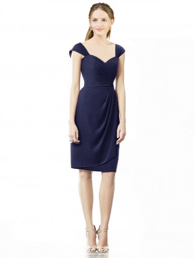 Soft Chiffon Knee Length Sweetheart Sheath Bridesmaid Dress Sudbury