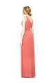 Soft Chiffon Long One Shoulder Coral A-Line Bridesmaid Dress Sudbury