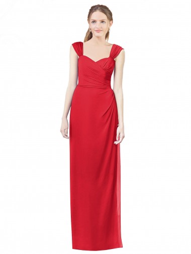 Soft Chiffon Long Sweetheart Red A-Line Formal Dress / Bridesmaid Dress Sudbury