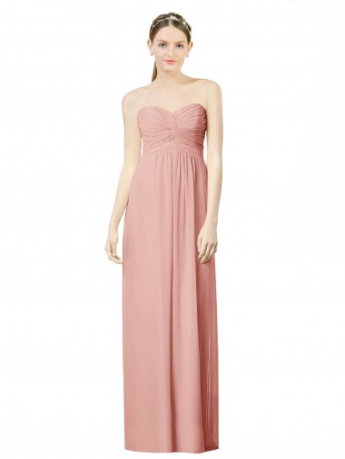 Soft Chiffon Long Sweetheart Bliss Pink A-Line Bridesmaid Dress Sudbury