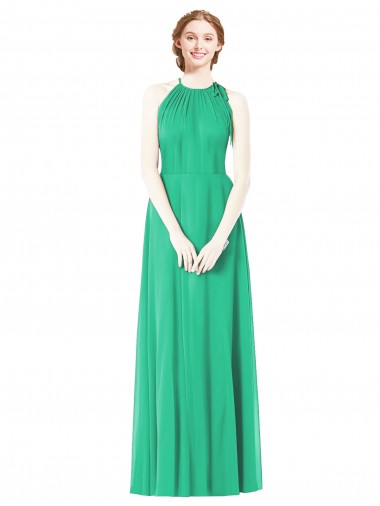Soft Chiffon Long Halter Neck Emerald Green A-Line Bridesmaid Dress Sudbury