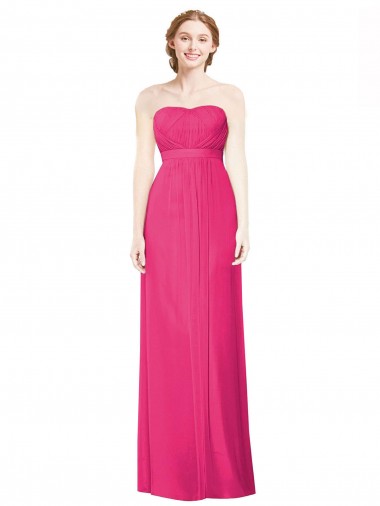 Soft Chiffon Long Strapless Azalea A-Line Bridesmaid Dress Sudbury