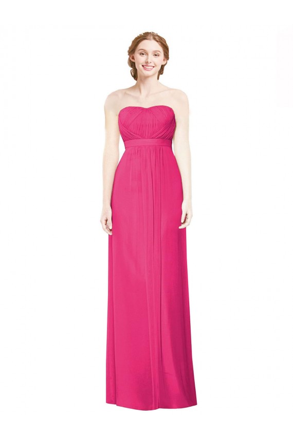 Soft Chiffon Long Strapless Azalea A-Line Bridesmaid Dress Sudbury