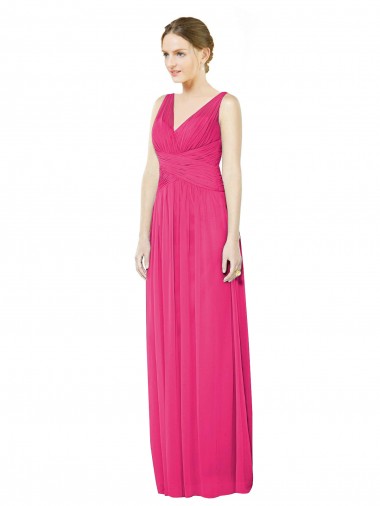 Soft Chiffon Open Back Long V-Neck A-Line Bridesmaid Dress Sudbury