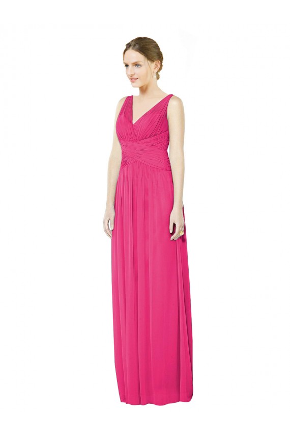 Soft Chiffon Open Back Long V-Neck A-Line Bridesmaid Dress Sudbury