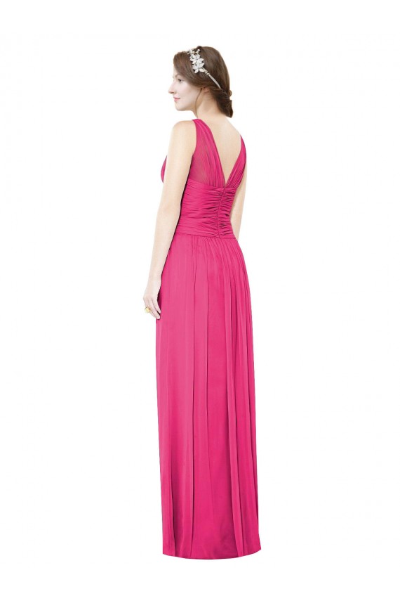 Soft Chiffon Open Back Long V-Neck A-Line Bridesmaid Dress Sudbury
