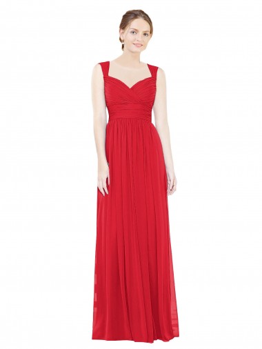 Chiffon Long Sweetheart Red A-Line Bridesmaid Dress / Evening Dress Sudbury