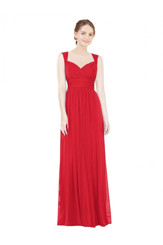 Chiffon Long Sweetheart Red A-Line Bridesmaid Dress / Evening Dress Sudbury