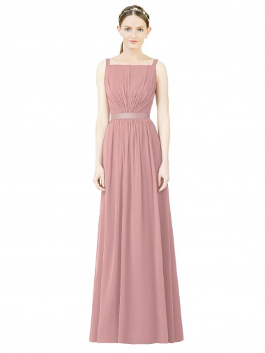 Soft Chiffon Long High Neck Dusty Pink A-Line Bridesmaid Dress Sudbury