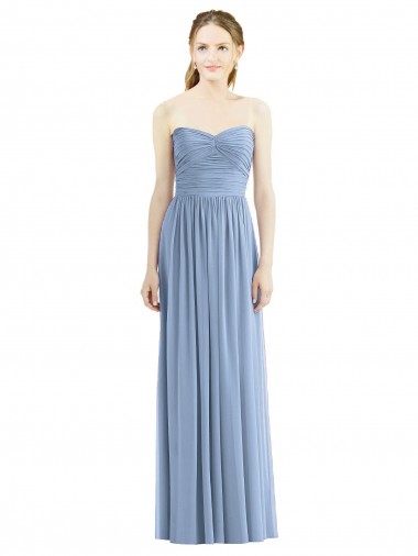 Chiffon Long Sweetheart Dusty Blue A-Line Bridesmaid Gowns Sudbury