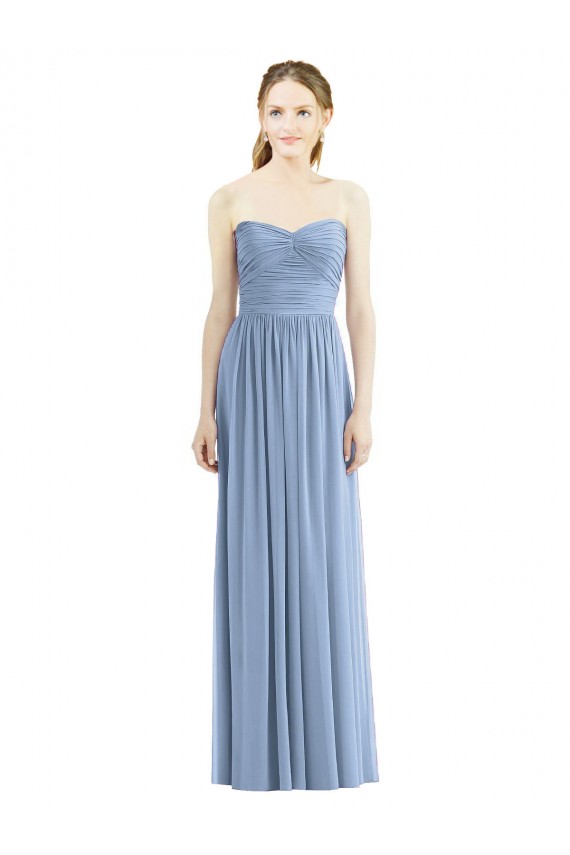 Chiffon Long Sweetheart Dusty Blue A-Line Bridesmaid Gowns Sudbury