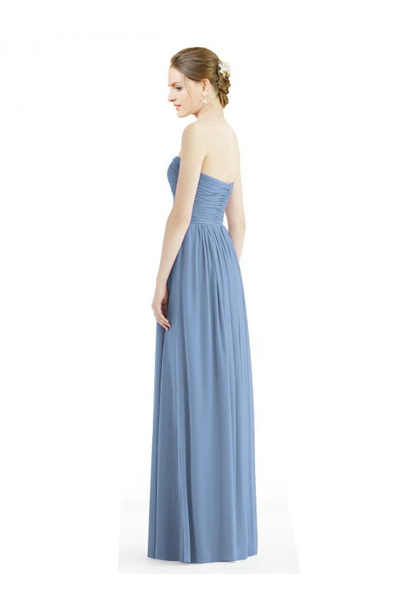 Chiffon Long Sweetheart Dusty Blue A-Line Bridesmaid Gowns Sudbury
