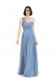 Soft Chiffon Long One Shoulder Dusty Blue A-Line Formal Dress / Bridesmaid Dress Sudbury