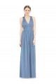 Chiffon Long V-Neck Dusty Blue A-Line Bridesmaid Gowns Sudbury