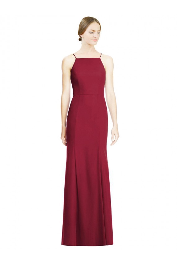 Soft Chiffon Long Spaghetti Straps Mermaid Bridal Party Dress Sudbury