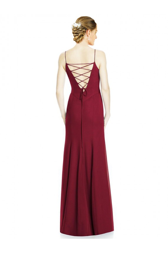 Soft Chiffon Long Spaghetti Straps Mermaid Bridal Party Dress Sudbury