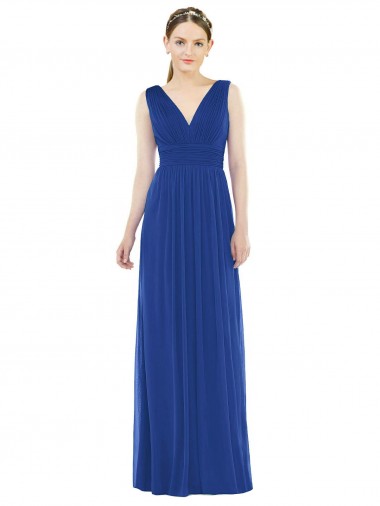 Soft Chiffon Long V-Neck A-Line Bridesmaid Gowns Sudbury