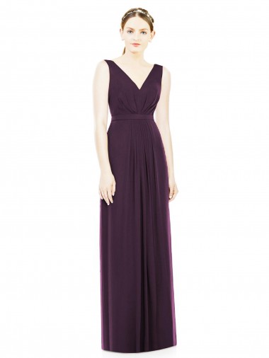 Chiffon Long V-Neck Grape A-Line Bridesmaid Dress / Evening Dress Sudbury