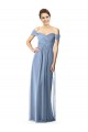 Soft Chiffon Long Off the Shoulder Dusty Blue A-Line Bridesmaid Dress Sudbury