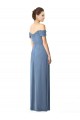 Soft Chiffon Long Off the Shoulder Dusty Blue A-Line Bridesmaid Dress Sudbury