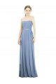 Soft Chiffon Long Strapless Dusty Blue A-Line Bridesmaid Dress Sudbury