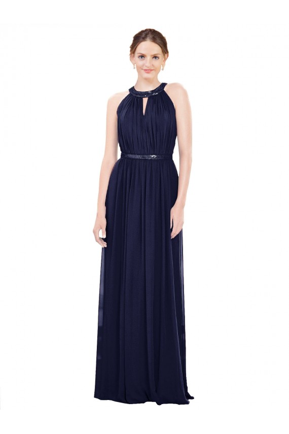 Soft Chiffon Long High Neck A-Line Bridesmaid Dress / Formal Dress Sudbury