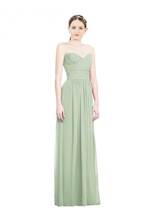 Soft Chiffon Criss Cross Back Long Sweetheart Sage A-Line Bridesmaid Dress Sudbury