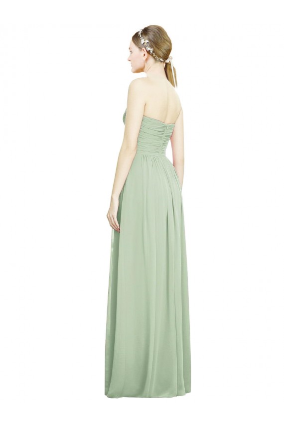 Soft Chiffon Criss Cross Back Long Sweetheart Sage A-Line Bridesmaid Dress Sudbury
