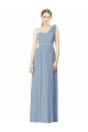 Soft Chiffon Long One Shoulder Dusty Blue A-Line Bridesmaid Dress Sudbury