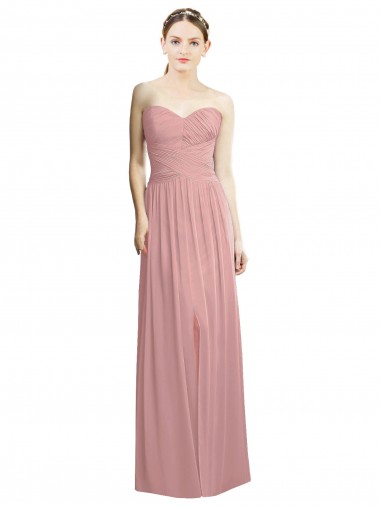 Chiffon Long Sweetheart Dusty Pink A-Line Bridesmaid Dress / Evening Dress Sudbury