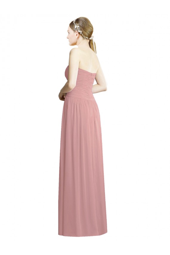 Chiffon Long Sweetheart Dusty Pink A-Line Bridesmaid Dress / Evening Dress Sudbury