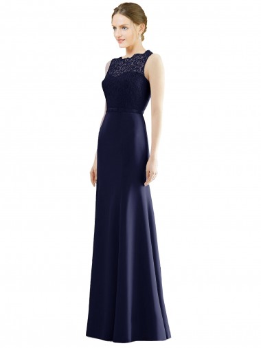 Soft Chiffon & Lace Long Illusion Neck Mermaid Bridesmaid Dress Sudbury