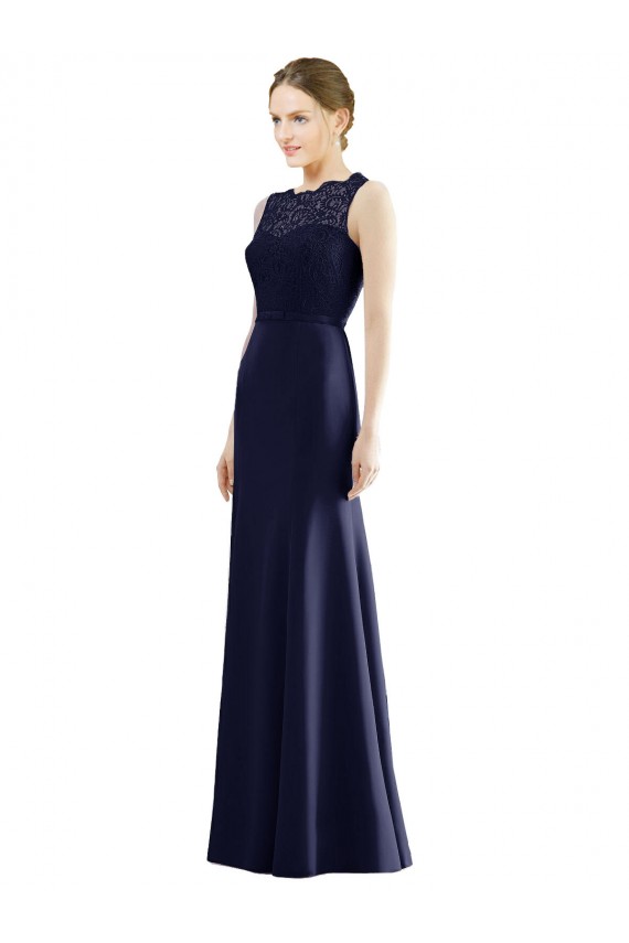 Soft Chiffon & Lace Long Illusion Neck Mermaid Bridesmaid Dress Sudbury