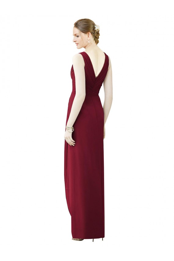 Chiffon V-Back Long V-Neck Sheath Bridesmaid Dress / Evening Dress Sudbury