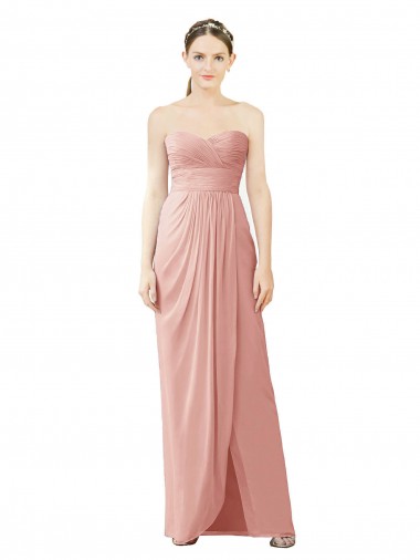 Soft Chiffon Long Sweetheart Bliss Pink A-Line High Low Bridesmaid Dress Sudbury