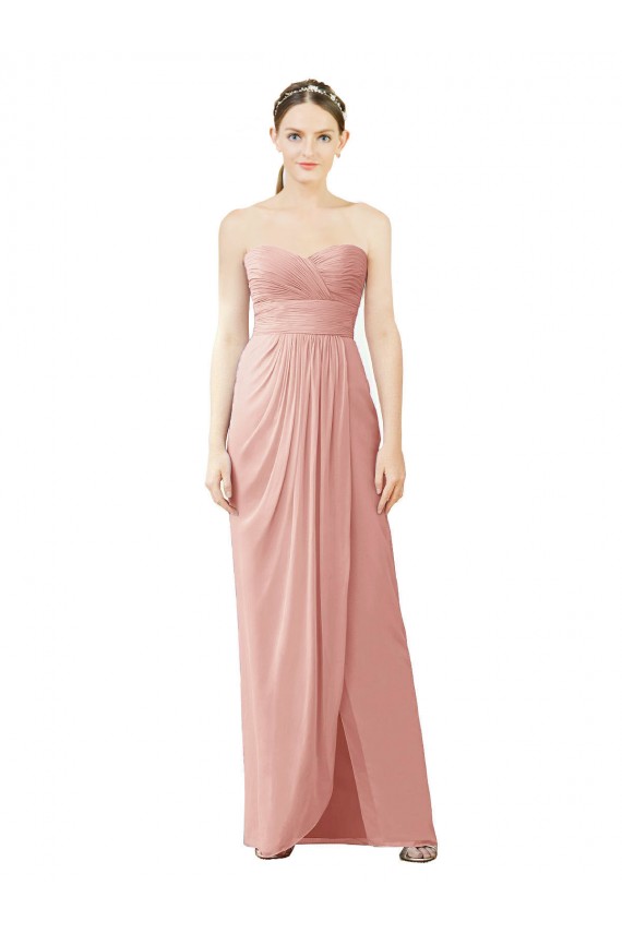 Soft Chiffon Long Sweetheart Bliss Pink A-Line High Low Bridesmaid Dress Sudbury