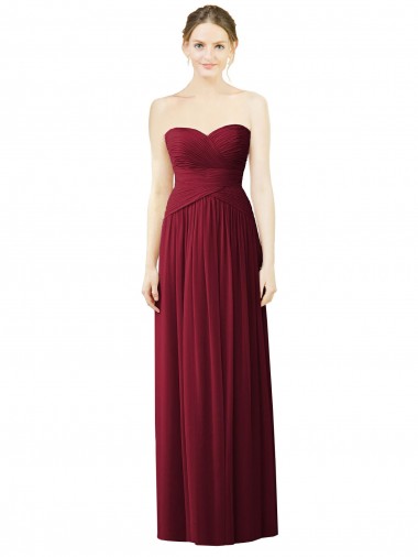Soft Chiffon Long Sweetheart Burgundy A-Line Evening Dress / Bridesmaid Dress Sudbury
