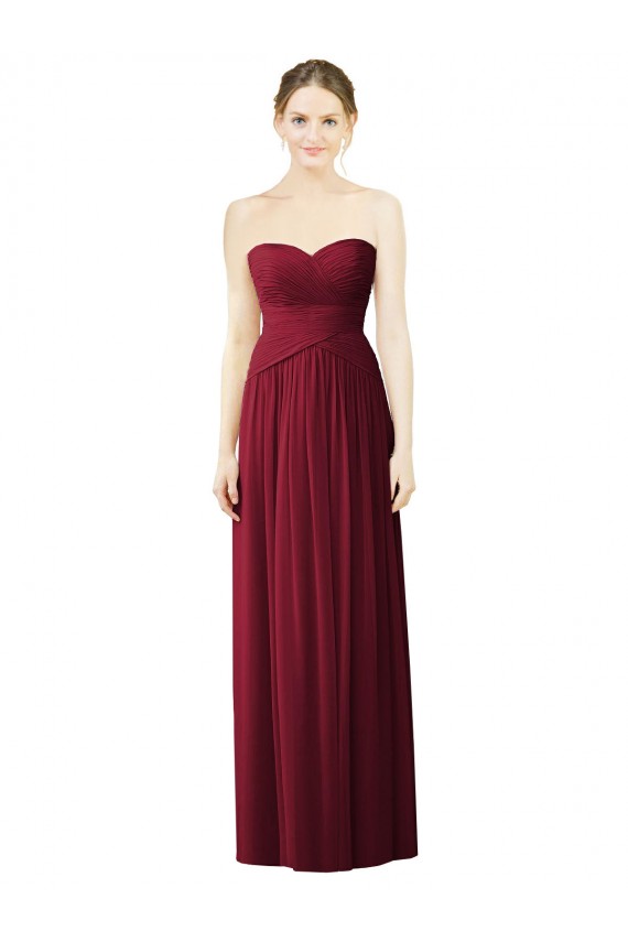 Soft Chiffon Long Sweetheart Burgundy A-Line Evening Dress / Bridesmaid Dress Sudbury