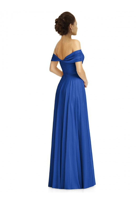 Soft Chiffon Long Off the Shoulder Royal Blue A-Line Semi Formal Evening Dress / Bridesmaid Dress Sudbury
