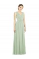 Soft Chiffon V-Back Long V-Neck Sage A-Line Bridesmaid Dress Sudbury