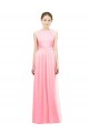 Soft Chiffon Long Halter Neck Salmon A-Line Bridesmaid Dress Sudbury