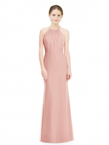 Soft Chiffon Long Halter Neck Mermaid Bridesmaid Dress Sudbury