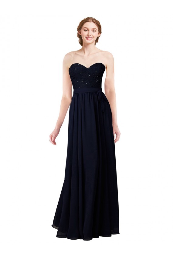 Soft Chiffon Long Sweetheart Dark Navy A-Line Formal Dress / Bridesmaid Dress Sudbury