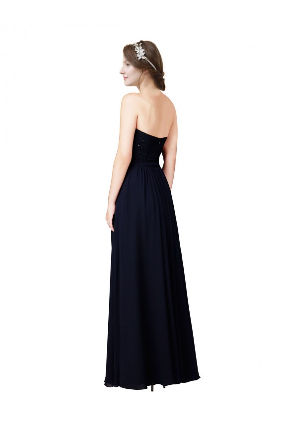 Soft Chiffon Long Sweetheart Dark Navy A-Line Formal Dress / Bridesmaid Dress Sudbury