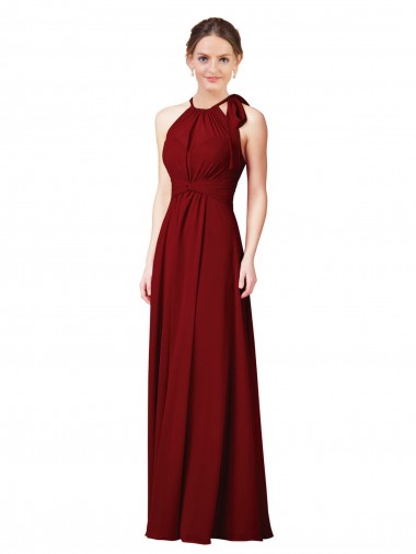 Soft Chiffon Long Halter Neck Sheath Bridesmaid Dress Sudbury
