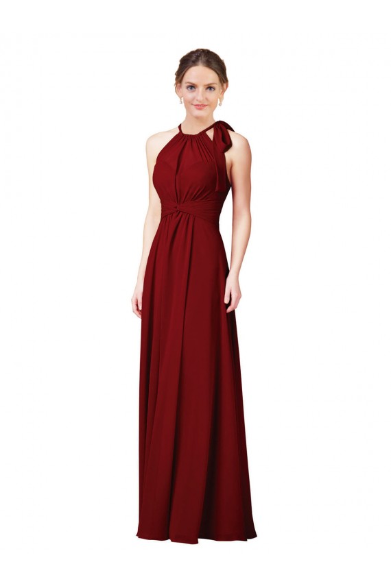 Soft Chiffon Long Halter Neck Sheath Bridesmaid Dress Sudbury