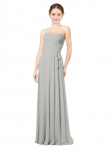 Soft Chiffon Long Sweetheart Silver A-Line Bridesmaid Dresses Sudbury