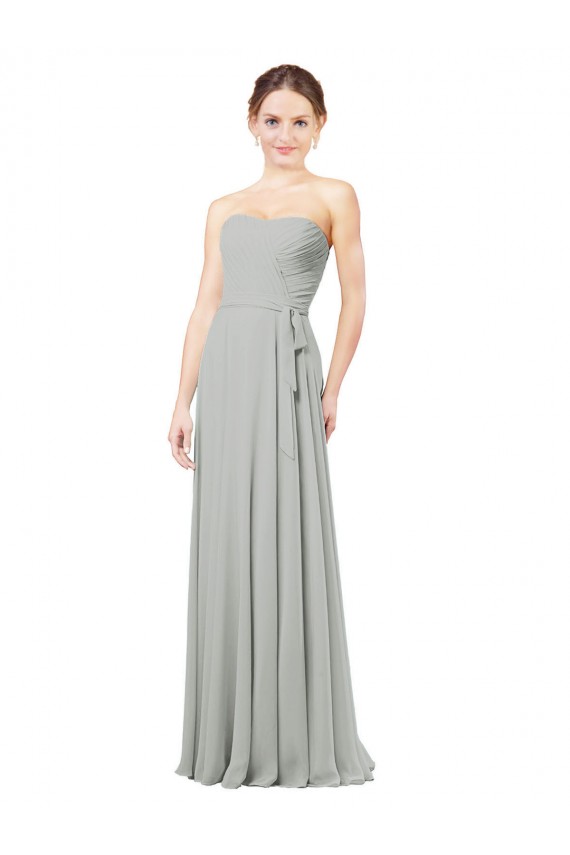 Soft Chiffon Long Sweetheart Silver A-Line Bridesmaid Dresses Sudbury
