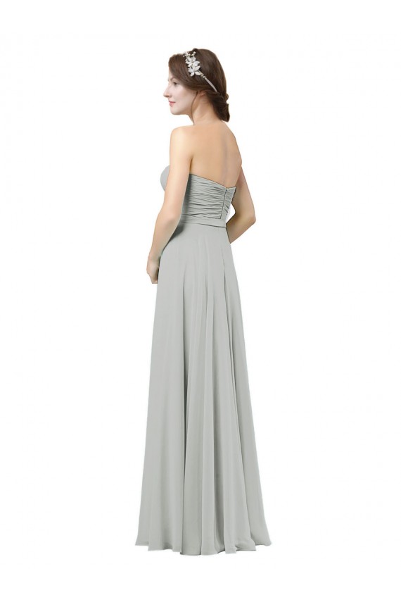 Soft Chiffon Long Sweetheart Silver A-Line Bridesmaid Dresses Sudbury
