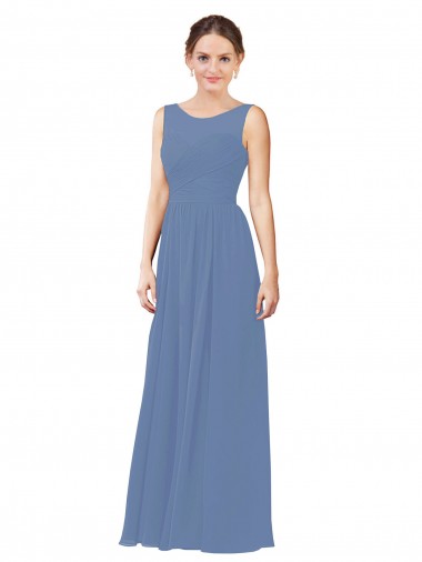 Soft Chiffon Long Illusion Neck Sheath Bridesmaid Dress Sudbury